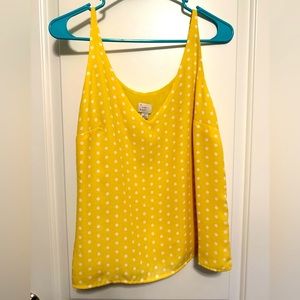 Yellow tank with white polka dots!